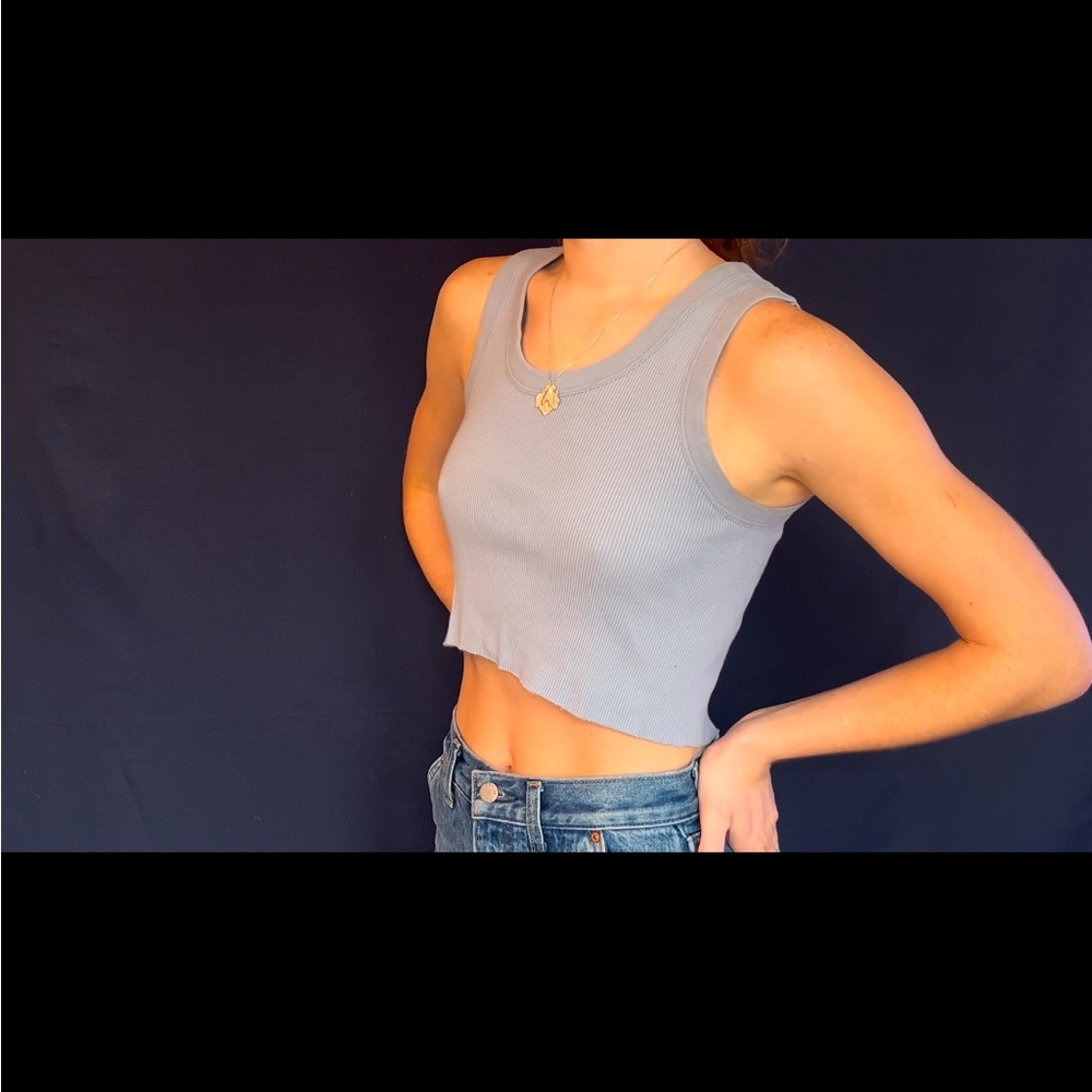 Brandy Melville Ribbed Top in Baby Blue